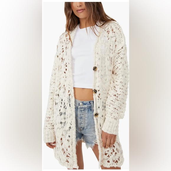 Free People Sweaters - NWT FREE PEOPLE IMELDA CROCHET KNIT CARDIGAN